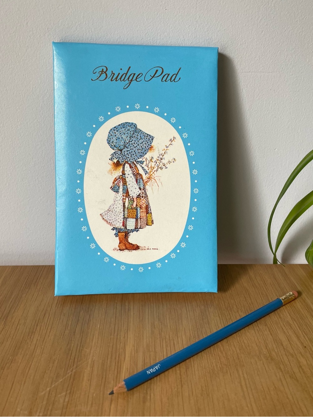 Vintage Holly Hobbie Bridge Pad Notepad with Pencil Japan 70s